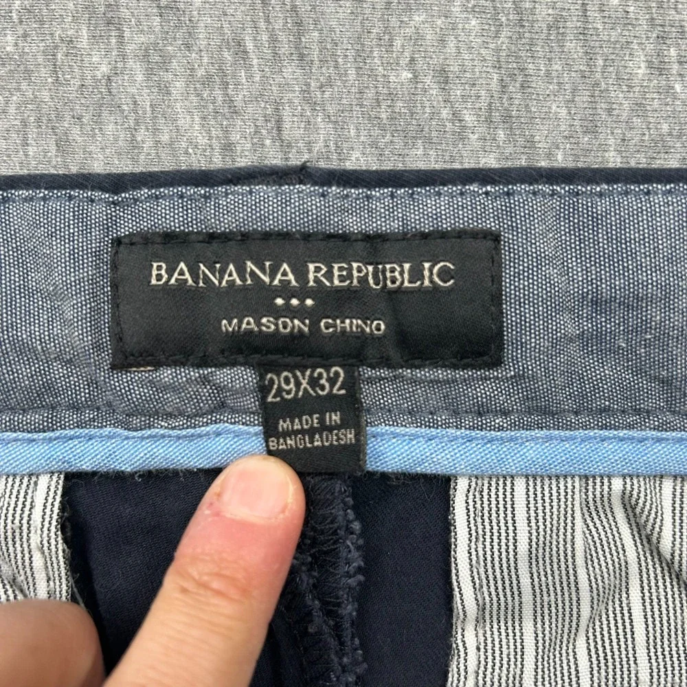 Banana Republic Mason Chino Flat Front Pants Mens 29x32 (30x30) Navy Blue‎